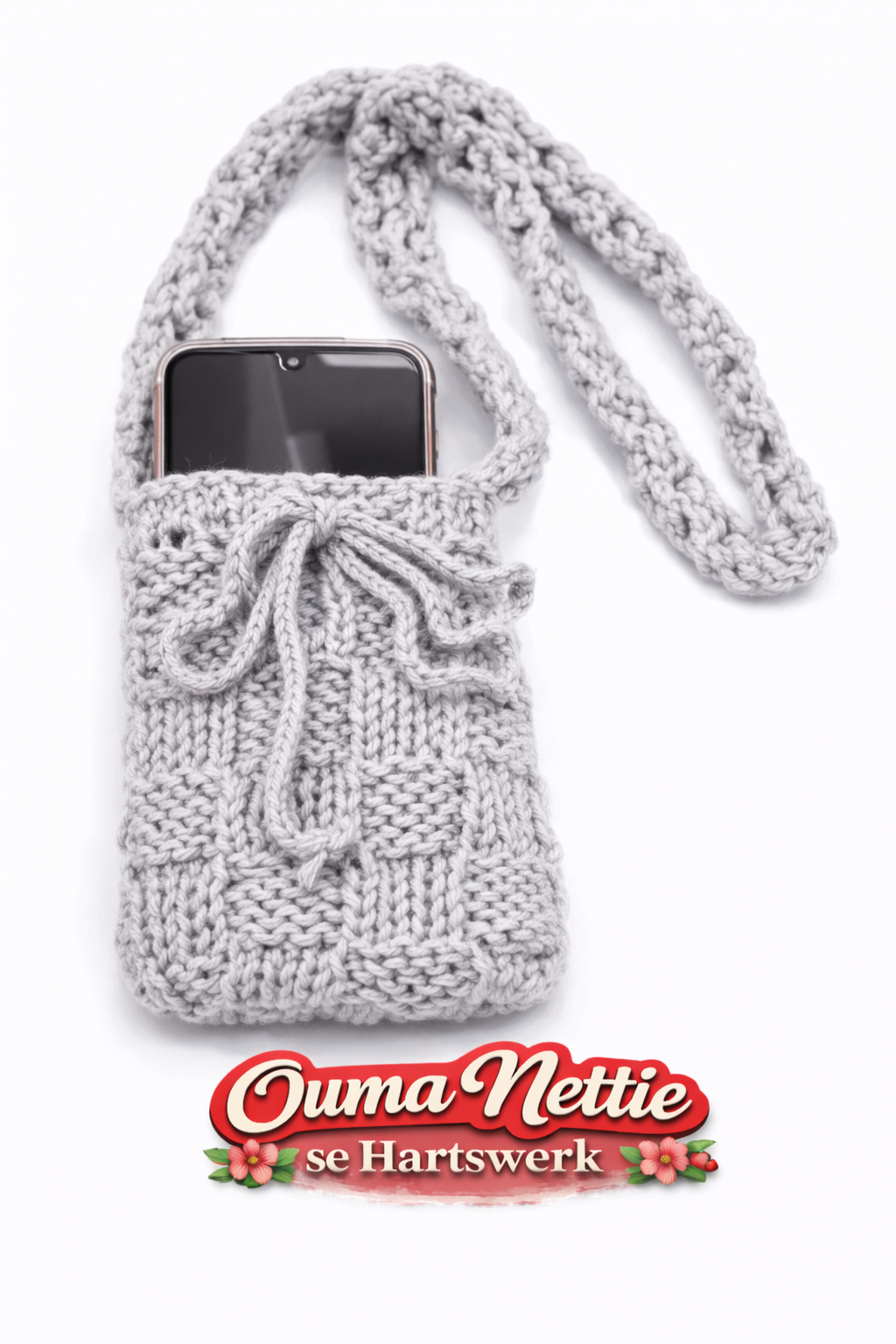 Gehekelde selfoon houer